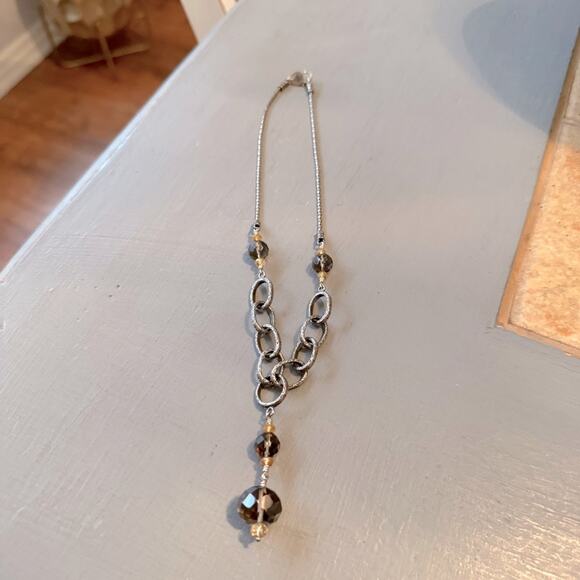 Silpada 925 Sterling Silver Chainlink Beaded Y Necklace - Picture 4 of 10